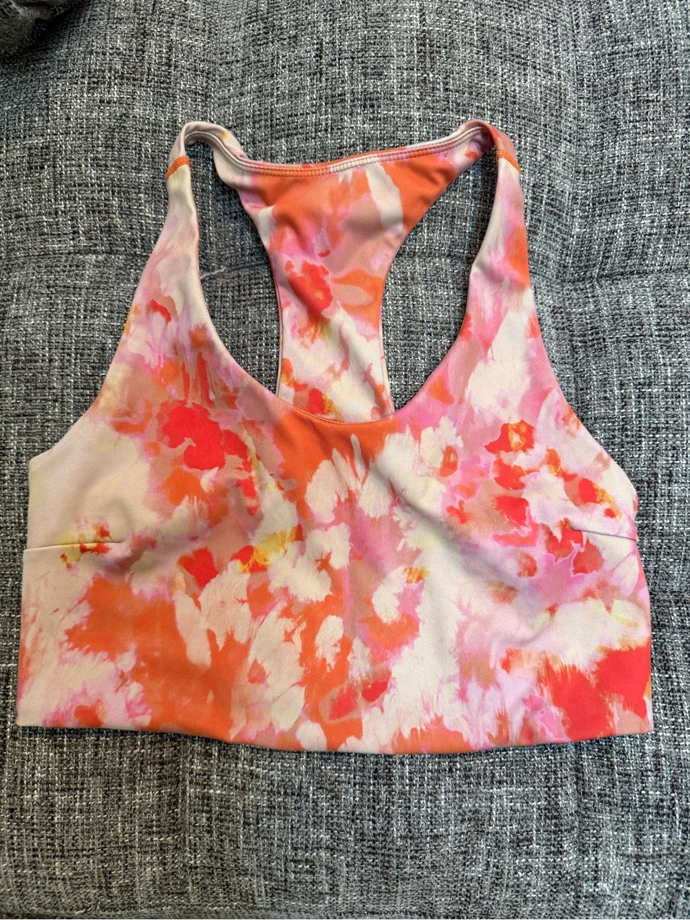 Zella Pink and Orange Floral Racerback Sports Bra